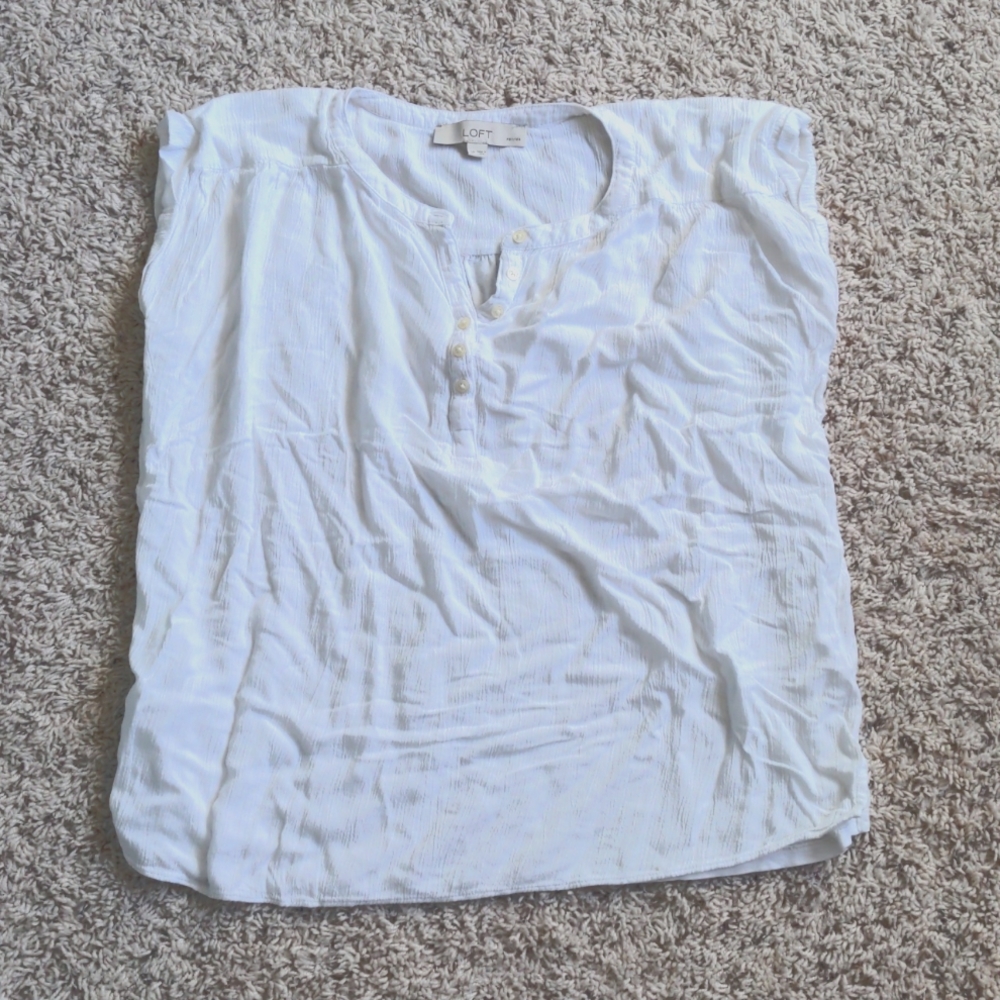 LOFT Petite Henley Mixed Media Top